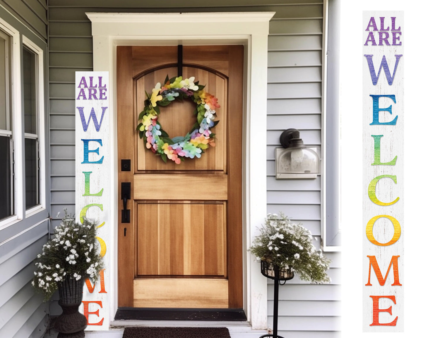 72in LGBT Welcome Sign | Front Door Porch Decor | Giant White Board | Inclusive Home Decoration