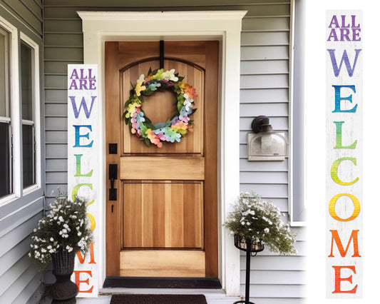 72in LGBT Welcome Sign | Front Door Porch Decor | Giant White Board | Inclusive Home Decoration