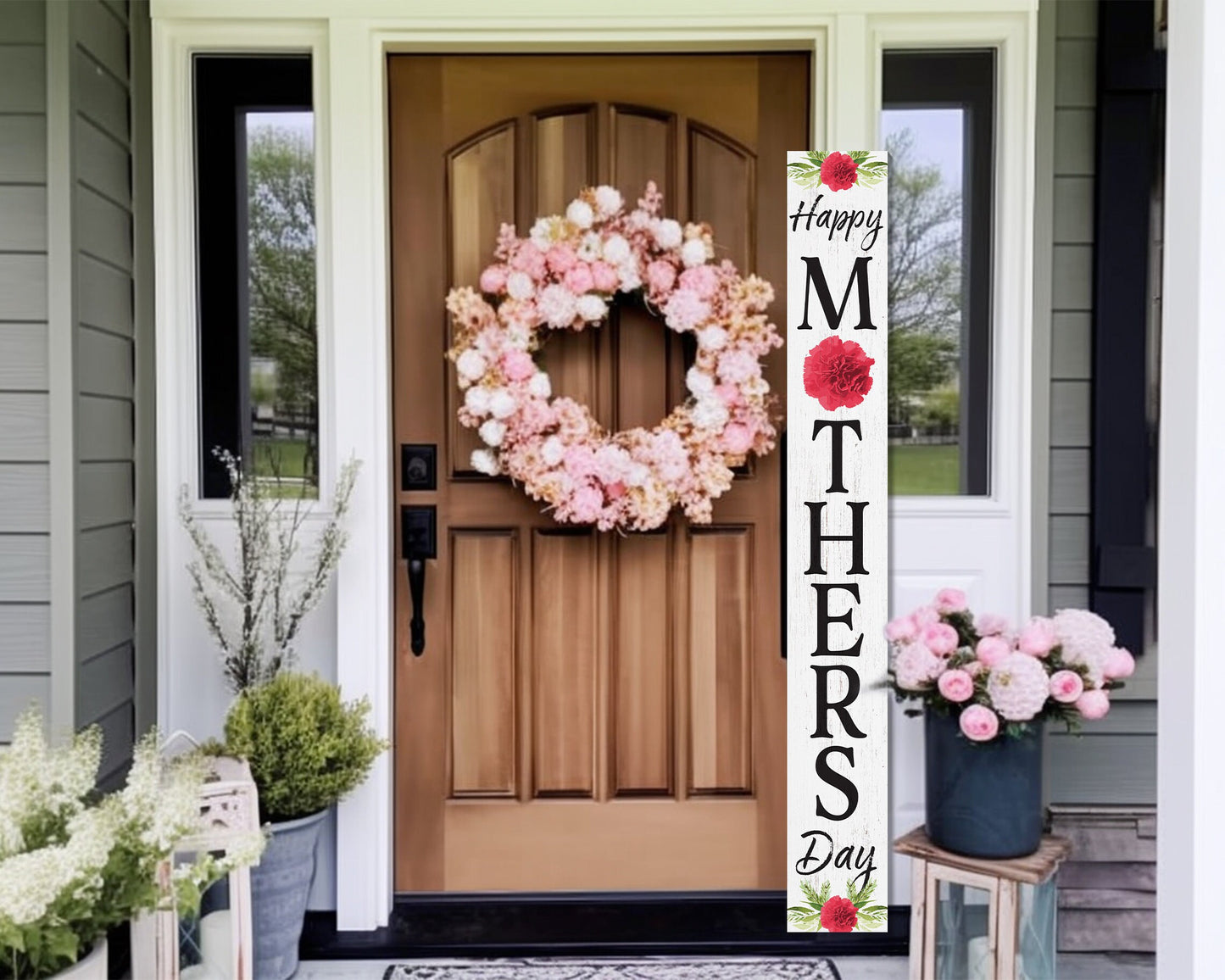 72IN Rustic Welcome Sign for Porch/Patio Decor - Mother's Day Wooden Porch Sign Standing