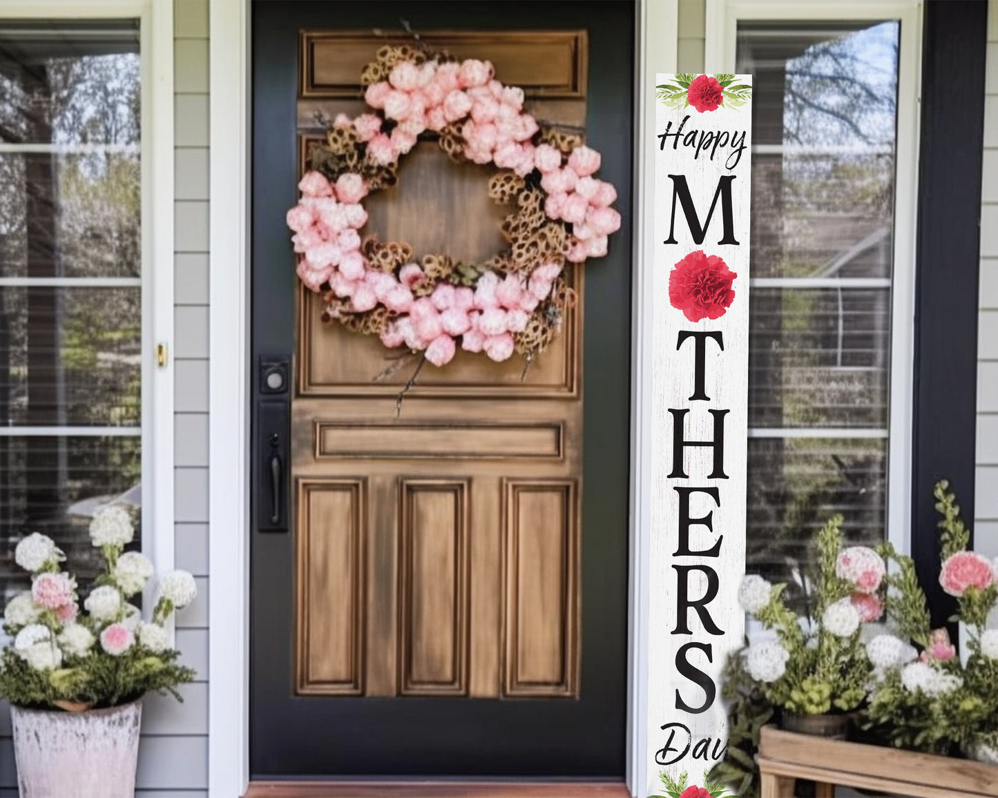 72IN Rustic Welcome Sign for Porch/Patio Decor - Mother's Day Wooden Porch Sign Standing
