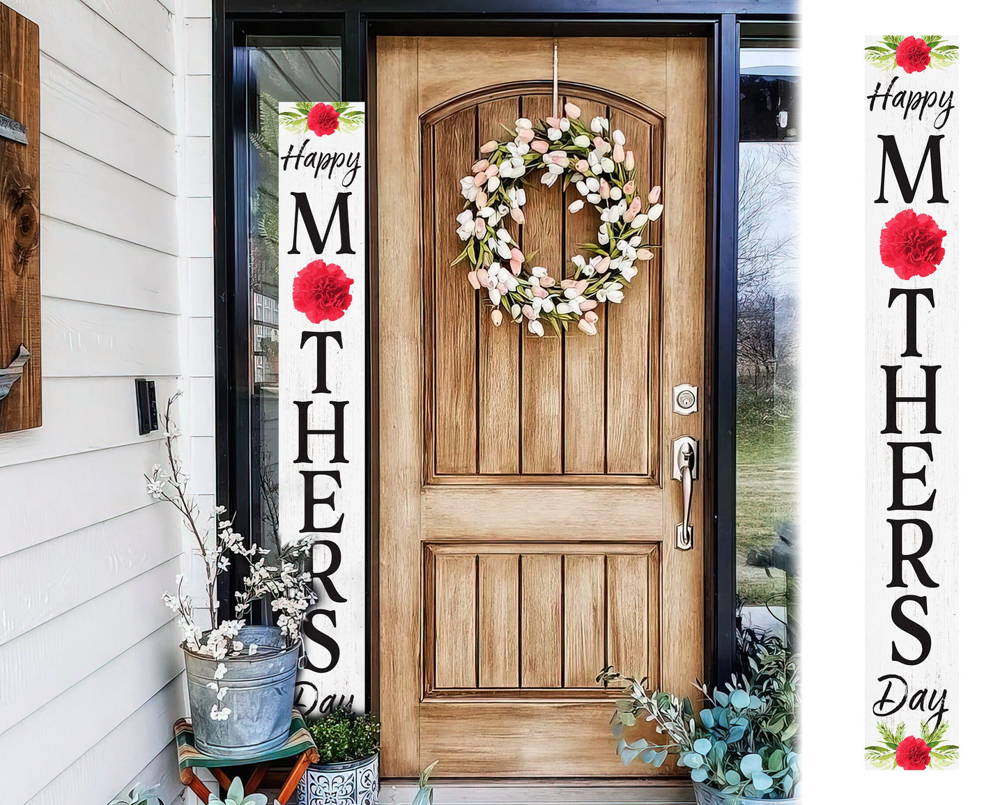 72IN Rustic Welcome Sign for Porch/Patio Decor - Mother's Day Wooden Porch Sign Standing