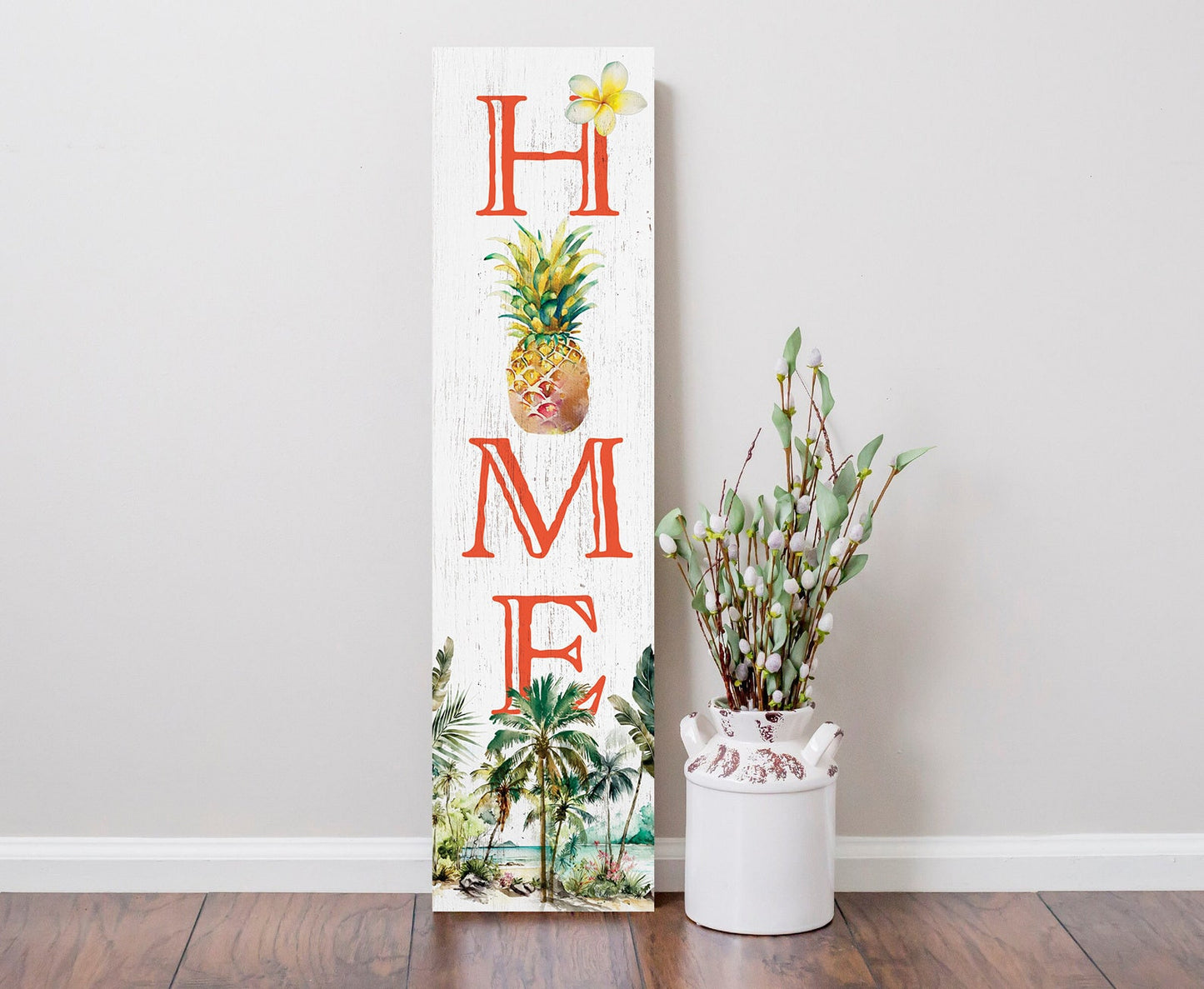 36in Tropical Summer Home Porch Sign for Front Door, Wooden 36-inch Entryway Decor, Vibrant Island-Themed Accent