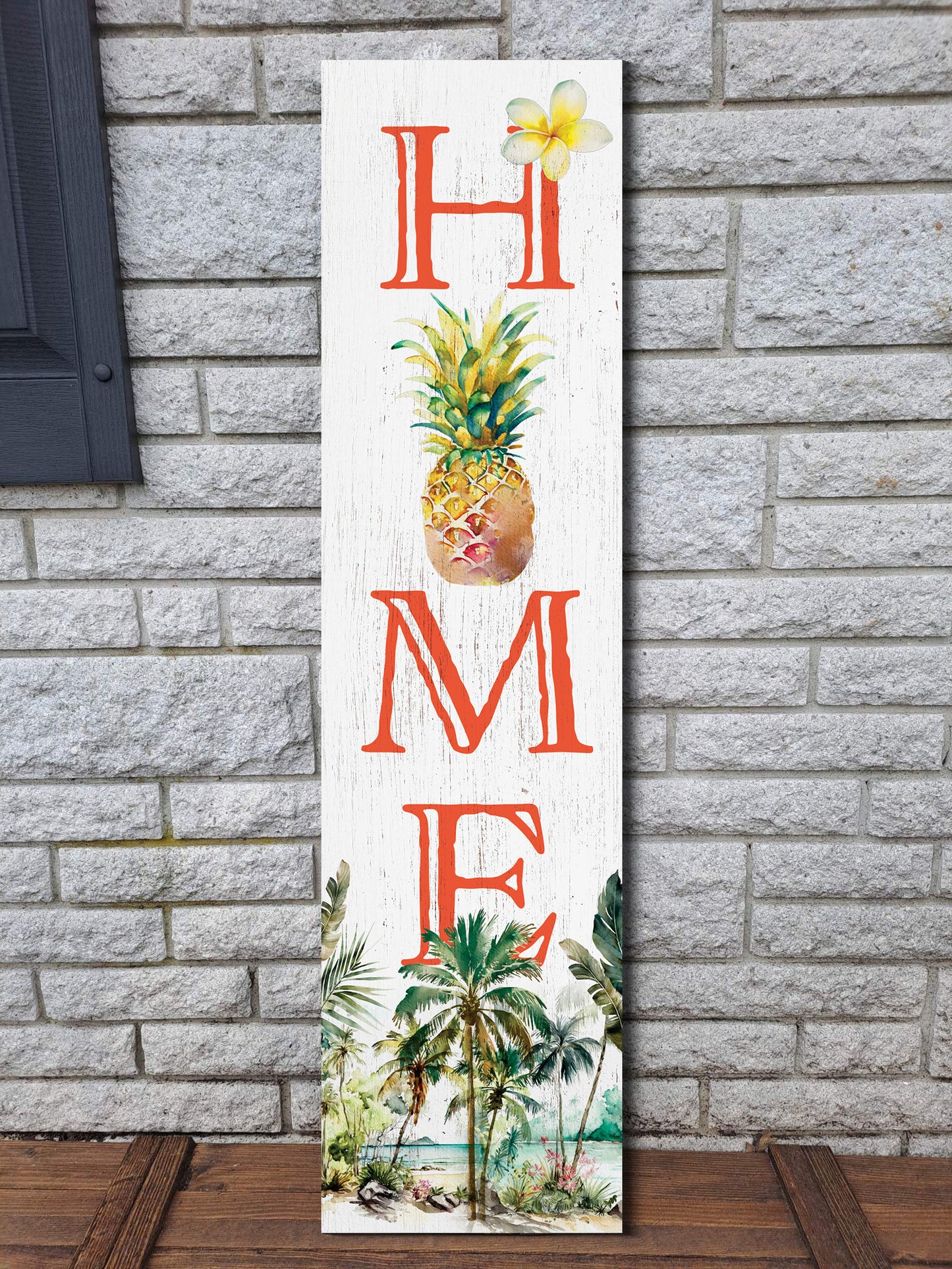 36in Tropical Summer Home Porch Sign for Front Door, Wooden 36-inch Entryway Decor, Vibrant Island-Themed Accent