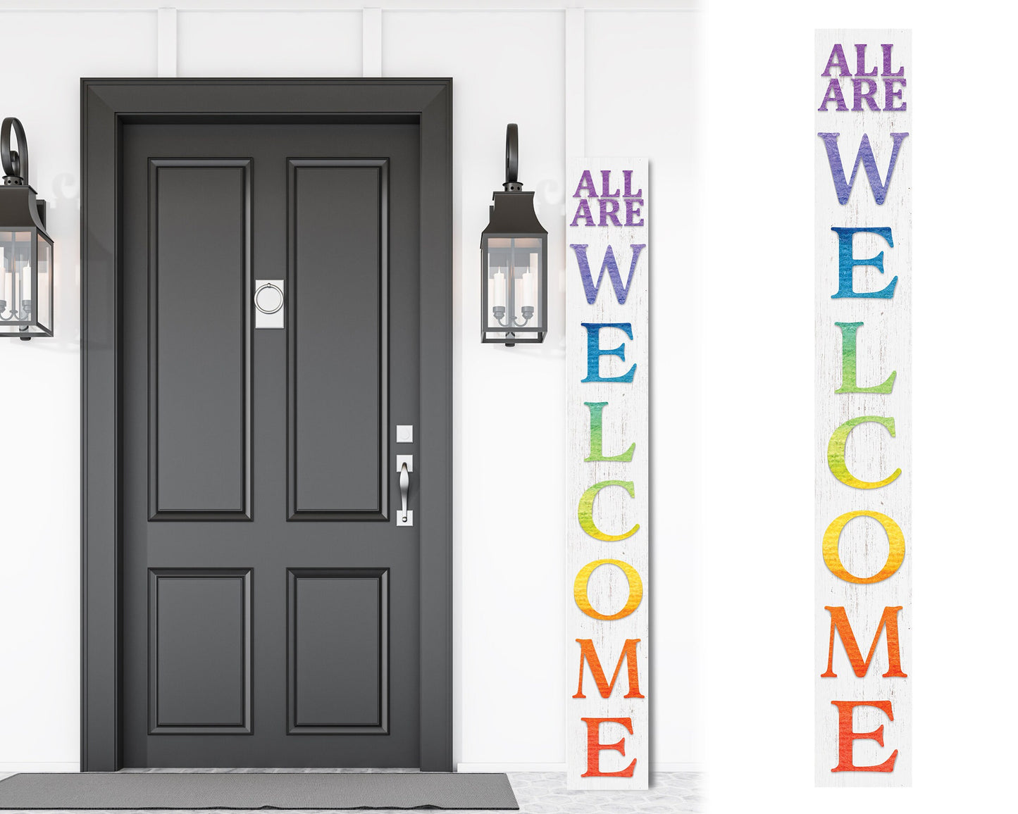 72in LGBT Welcome Sign | Front Door Porch Decor | Giant White Board | Inclusive Home Decoration