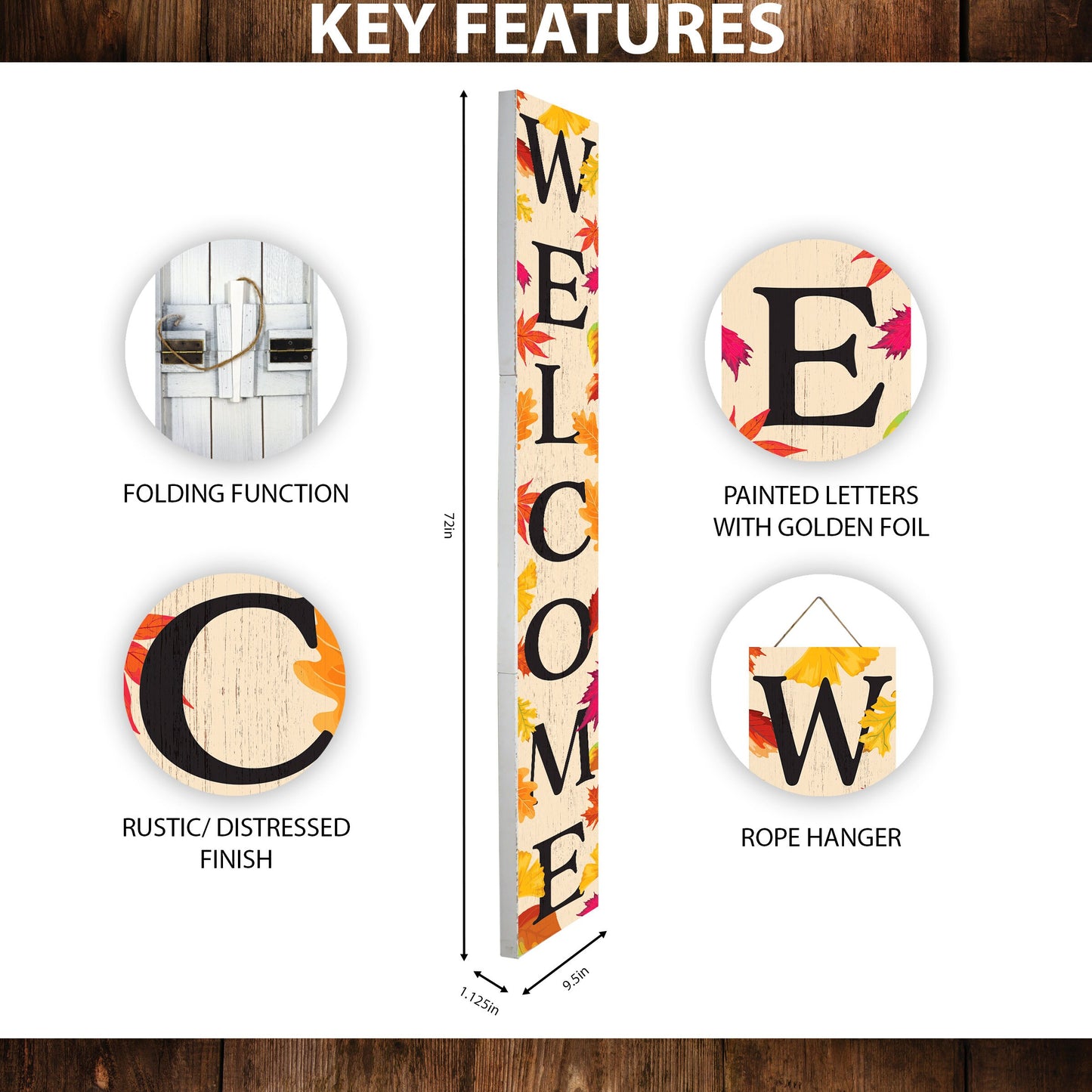 72in Fall Welcome Sign | Front Door Display | Perfect for Porch Decor | Ideal for Autumn Celebrations