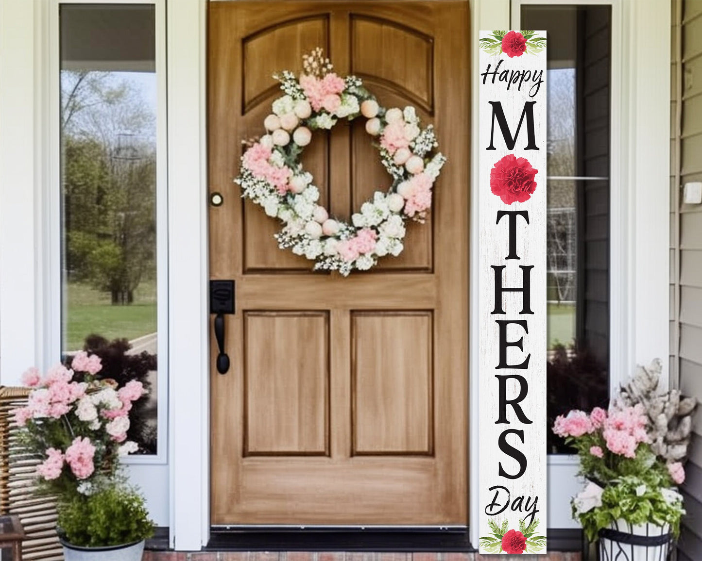 72IN Rustic Welcome Sign for Porch/Patio Decor - Mother's Day Wooden Porch Sign Standing