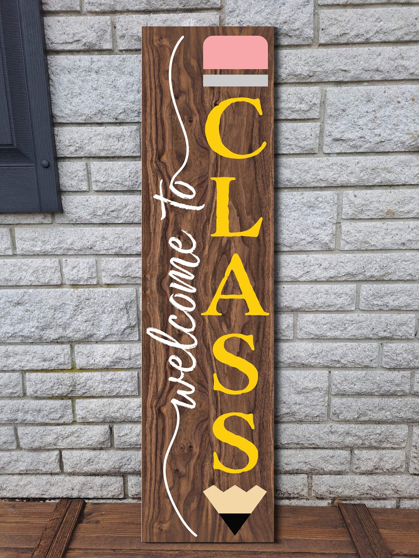 36in Welcome to Class Sign, Perfect Teacher Appreciation Gift, Porch Decor, Classroom Wall Display, Durable Wooden Construction