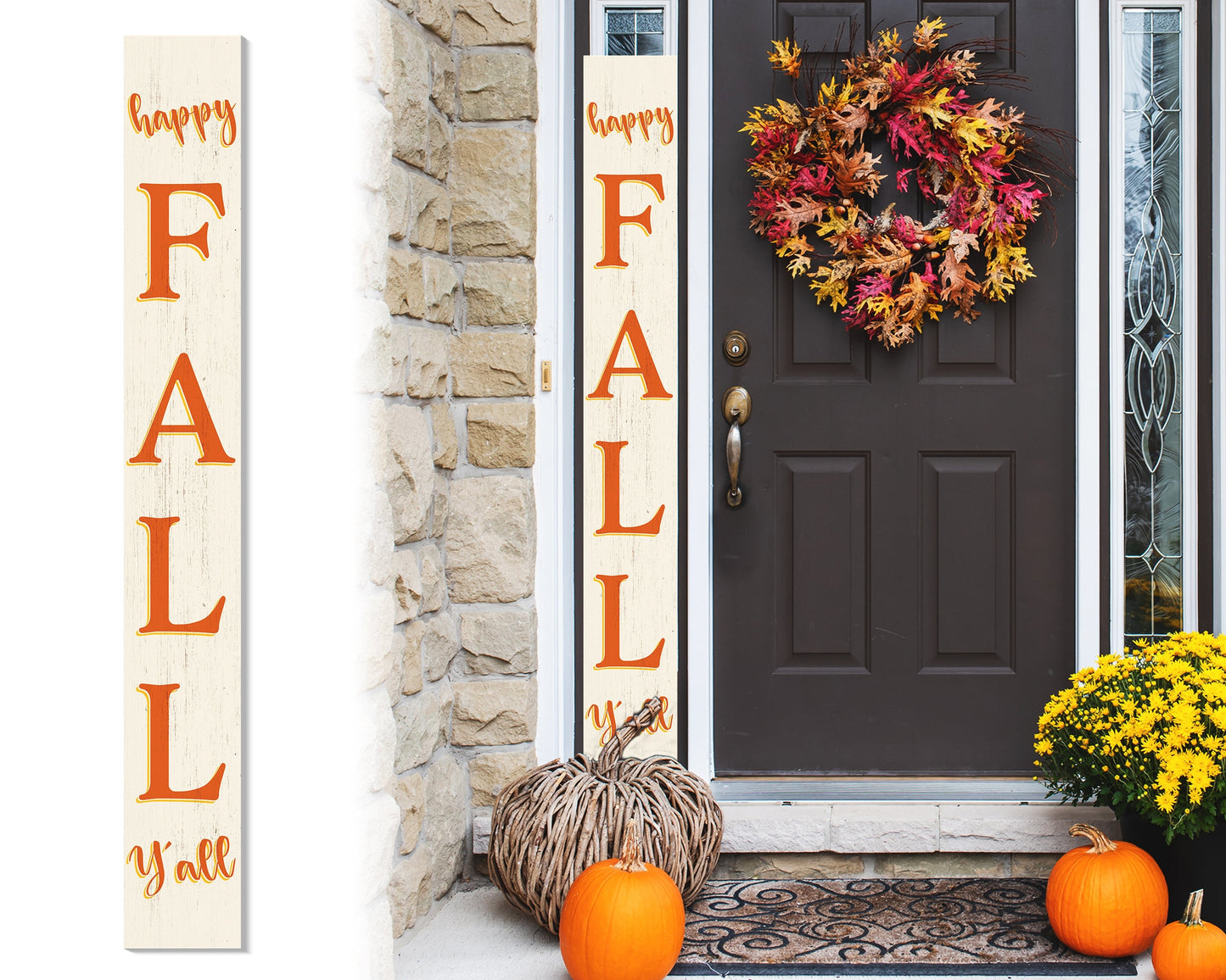 72in "Happy Fall Y'all" Porch Sign | Front Door Display | Ideal Porch Decor | Perfect for Autumn Celebrations