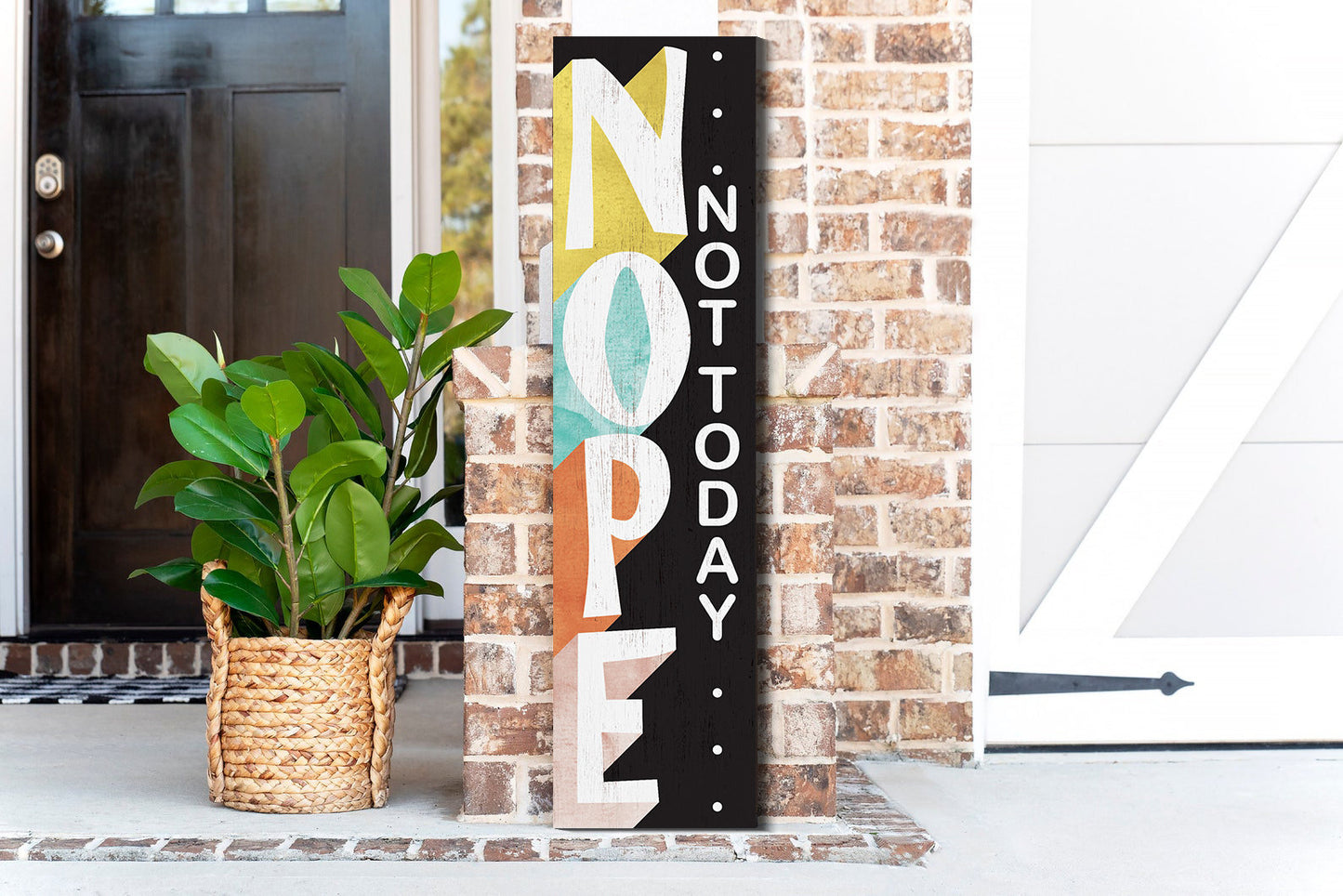 Handmade Wooden "Nope Not Today" Porch Sign for Indoor/Outdoor Use, Vertical Wall Sign for Home Decorations
