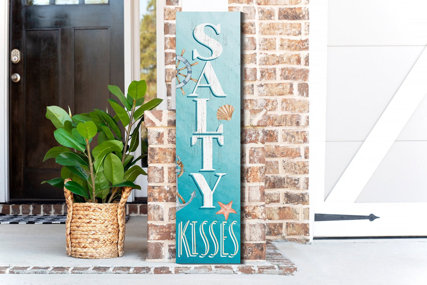 36in Sandy Toes Porch Sign for Front Door - Tropical Wooden Wall Decor, Outdoor Summer Beach Inspired Display