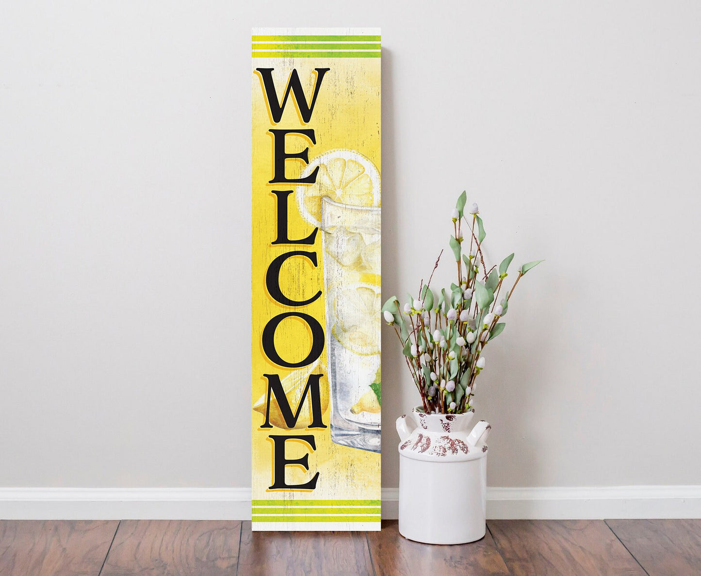 36in Lemonade Welcome Wooden Porch Sign, Refreshing Summer Front Door Decor, Rustic Farmhouse Entryway Wall Display, Outdoor Home Accent