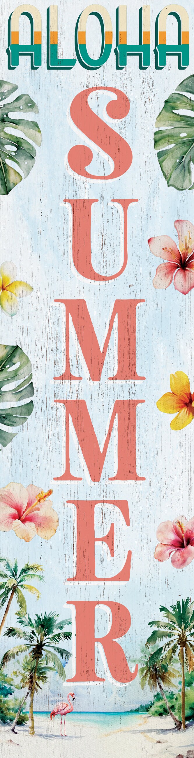 36in Aloha Summer Home Porch Sign, Tropical Style, 36" x 9.25" Wood Wall Decor for Outdoor & Indoor Use