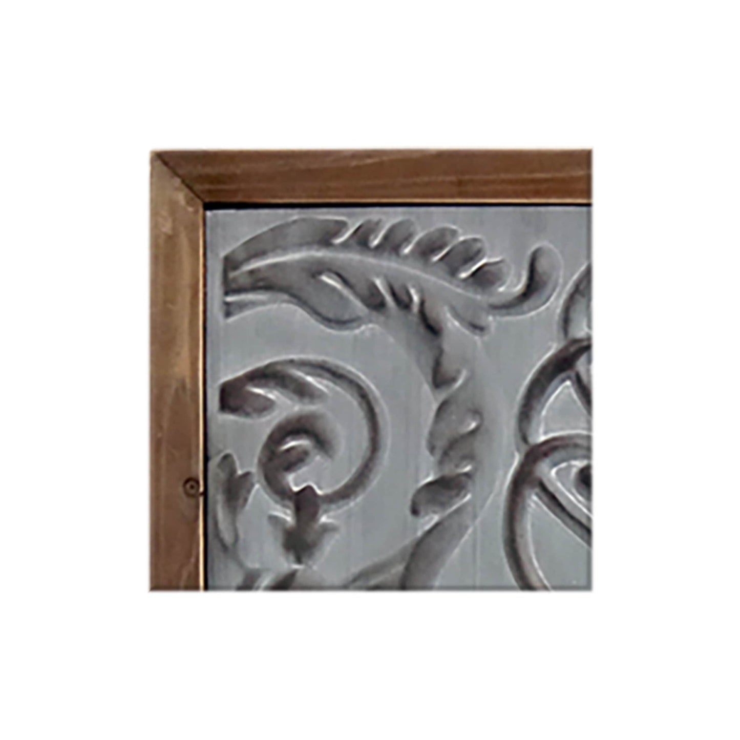 Elegant Framed Wood Plaques Set of 4 | Pressed Tin Wall Art in Warm Brown Tone | Home & Office Decor