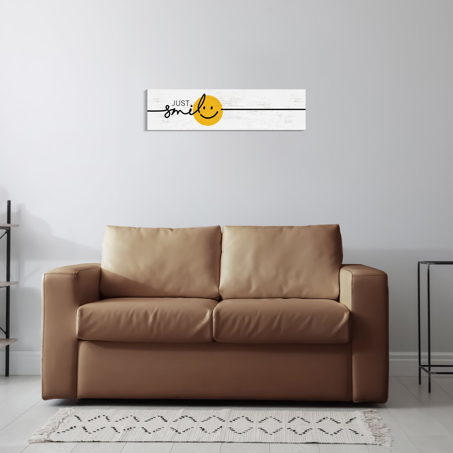 36in "Just Smile" Cartoon Wooden Sign Wall Decor, Happy World Smile Day Celebration, Fun Relaxing and Chill Art for Home, Office, Classroom