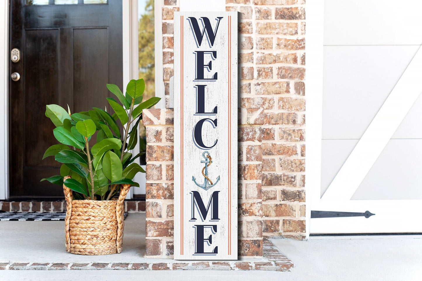 36in Anchor Welcome Porch Sign for Front Door, Nautical-Themed Summer Wall Decor, Coastal Home Accent, Outdoor Seaside Display