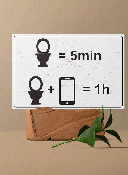 Add Laughter to Your Bathroom: 7.5in x 5in Wooden Wall Decor Sign - "Toilet = 5 min, Toilet + Phone = 1 Hour" - Humorous & Fun