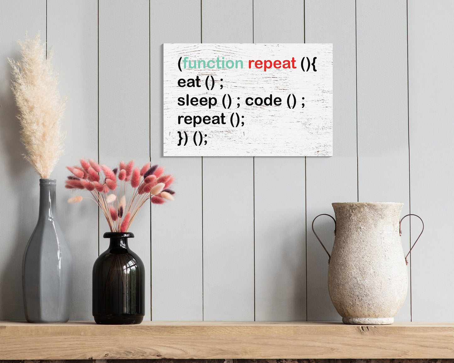 Celebrate Your Passion: 7.5in x 5in Wooden Wall Decor Sign - "Eat Sleep Code Repeat" - Inspiring & Fun