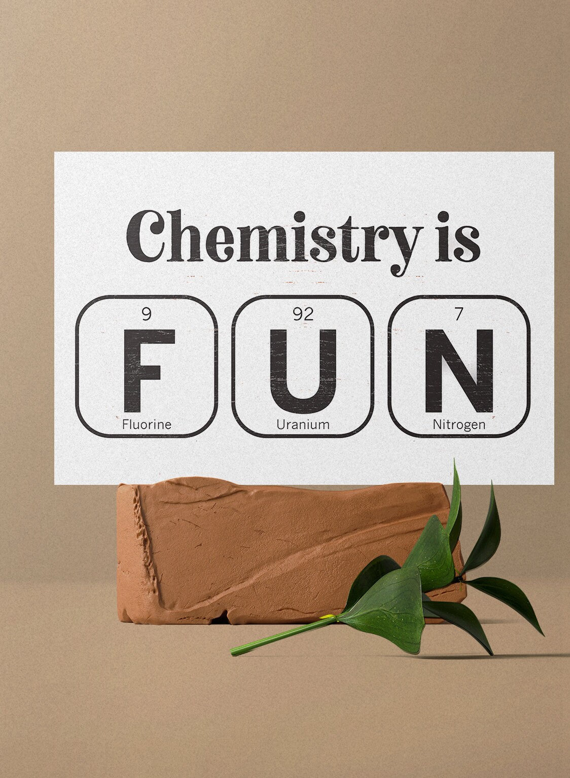 Chemistry is FUN: Fluorine, Uranium & Nitrogen - 7.5" x 5" Funny Wooden Wall Decor Sign - Perfect Gift for Science Lovers, Teachers,Students