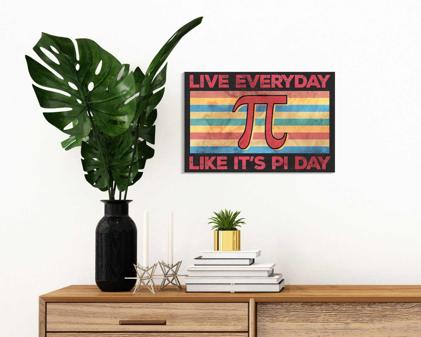 Live Everyday Like It's Pi Day - Number Symbol Teacher Math Wooden Sign - 7.5x5in Wall Decor for Home & Classroom, Great Gift