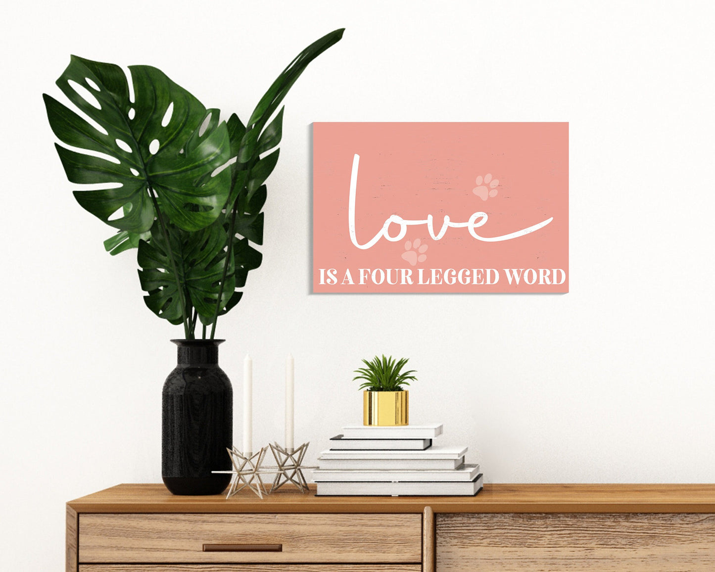 Love Is A Four Legged Word - 7.5x5in Wall Decor - Charming Wooden Sign for Pet Lovers, Ideal for Home & Office, Great Gift Idea