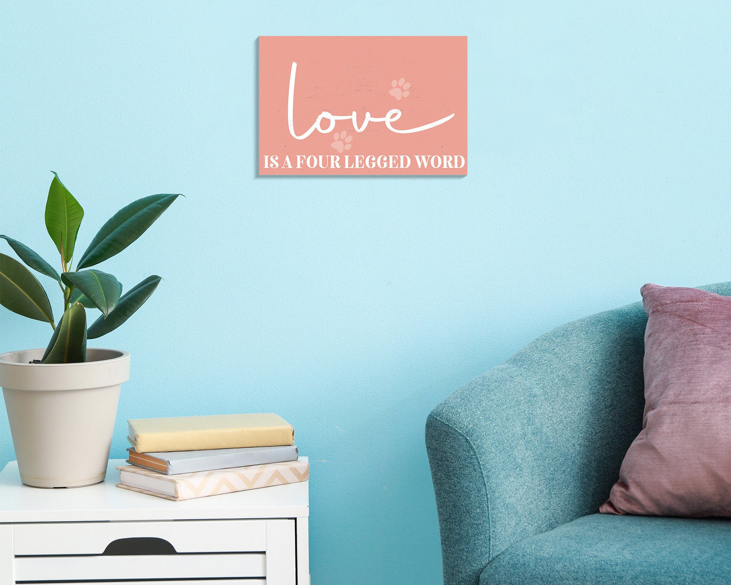 Love Is A Four Legged Word - 7.5x5in Wall Decor - Charming Wooden Sign for Pet Lovers, Ideal for Home & Office, Great Gift Idea