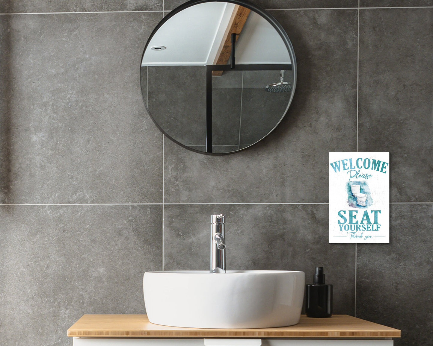 Welcome Please Seat Yourself Thank You - 7.5in x 5in Humor Wooden Wall Decor Sign - Perfect for Home, Bathroom & Office, Great Gift Idea