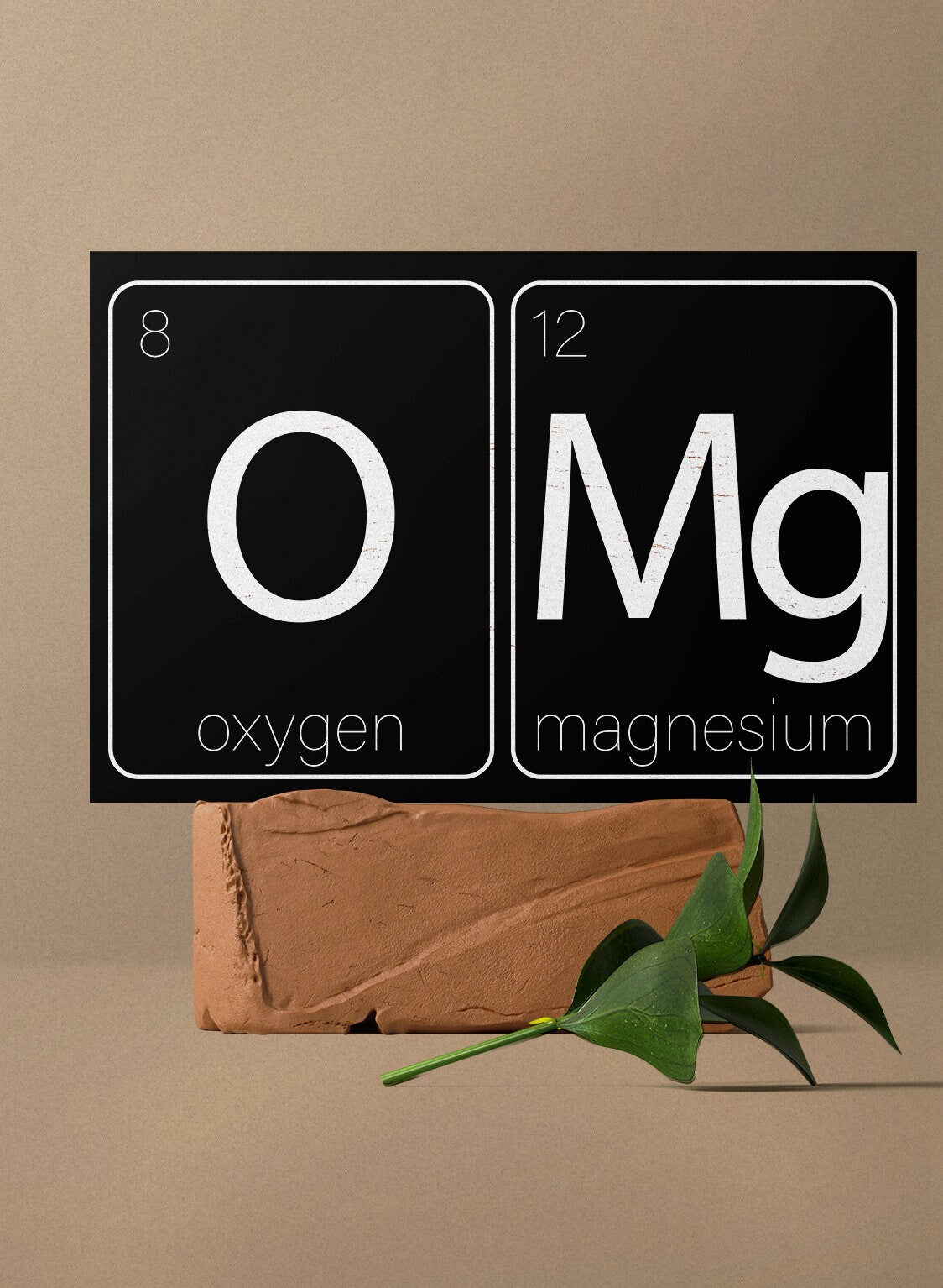 Laugh Out Loud with Chemistry: 7.5in x 5in Wooden Wall Decor Sign - "OMG Oxygen and Magnesium" - Witty & Fun