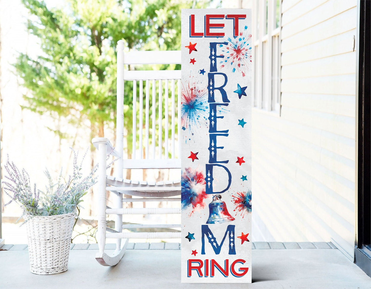 36in "Let Freedom Ring" 4th of July Porch Sign | Perfect for Patriotic Decor | Ideal for Entryway, Mantle, Living Room, Kitchen, Porch Decor