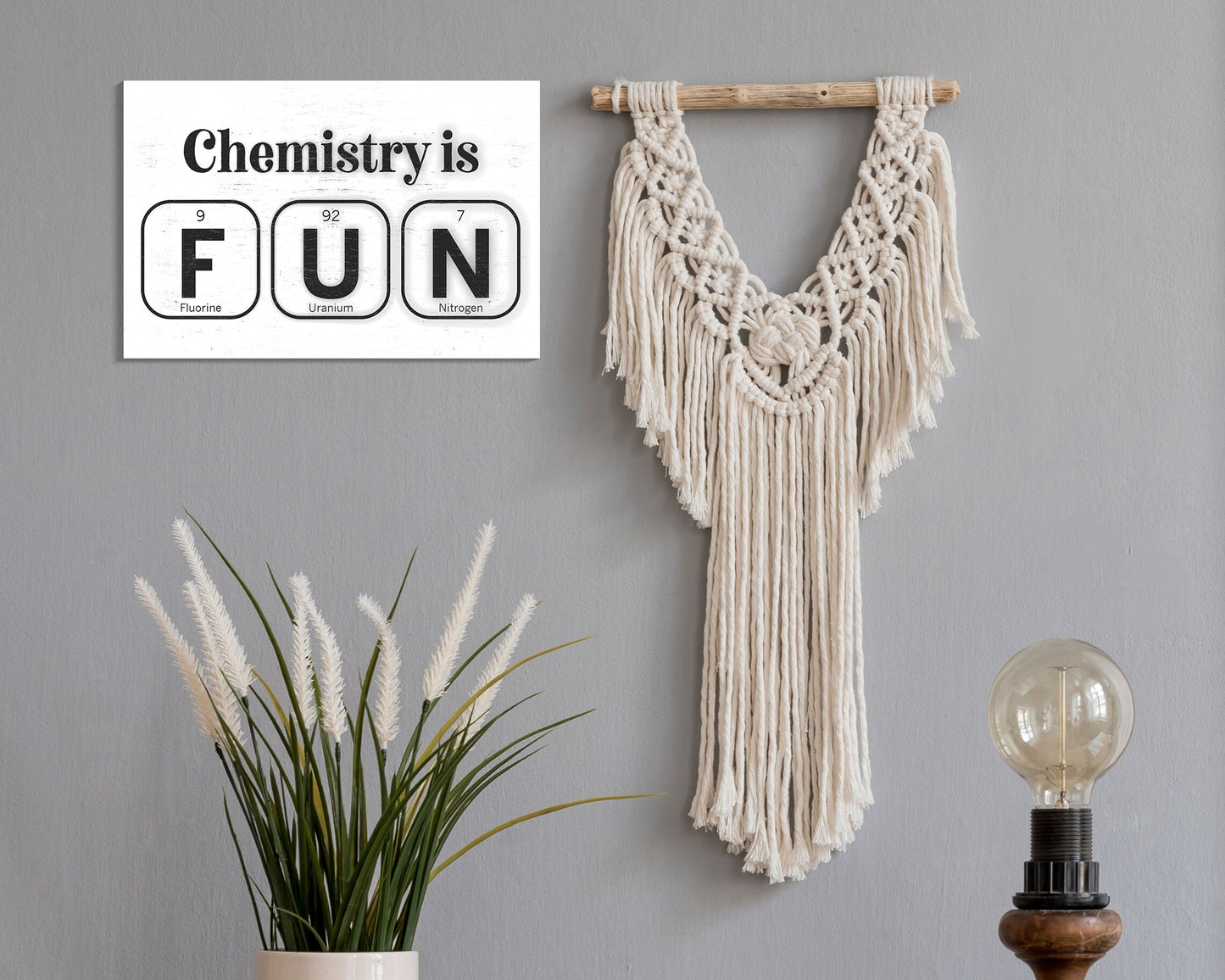 Chemistry is FUN: Fluorine, Uranium & Nitrogen - 7.5" x 5" Funny Wooden Wall Decor Sign - Perfect Gift for Science Lovers, Teachers,Students