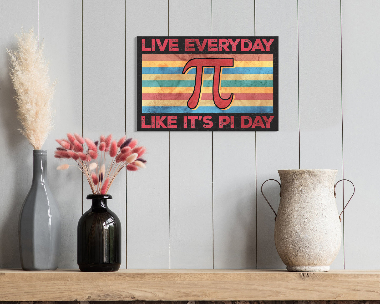 Live Everyday Like It's Pi Day - Number Symbol Teacher Math Wooden Sign - 7.5x5in Wall Decor for Home & Classroom, Great Gift