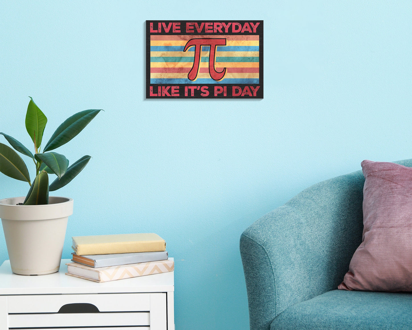 Live Everyday Like It's Pi Day - Number Symbol Teacher Math Wooden Sign - 7.5x5in Wall Decor for Home & Classroom, Great Gift