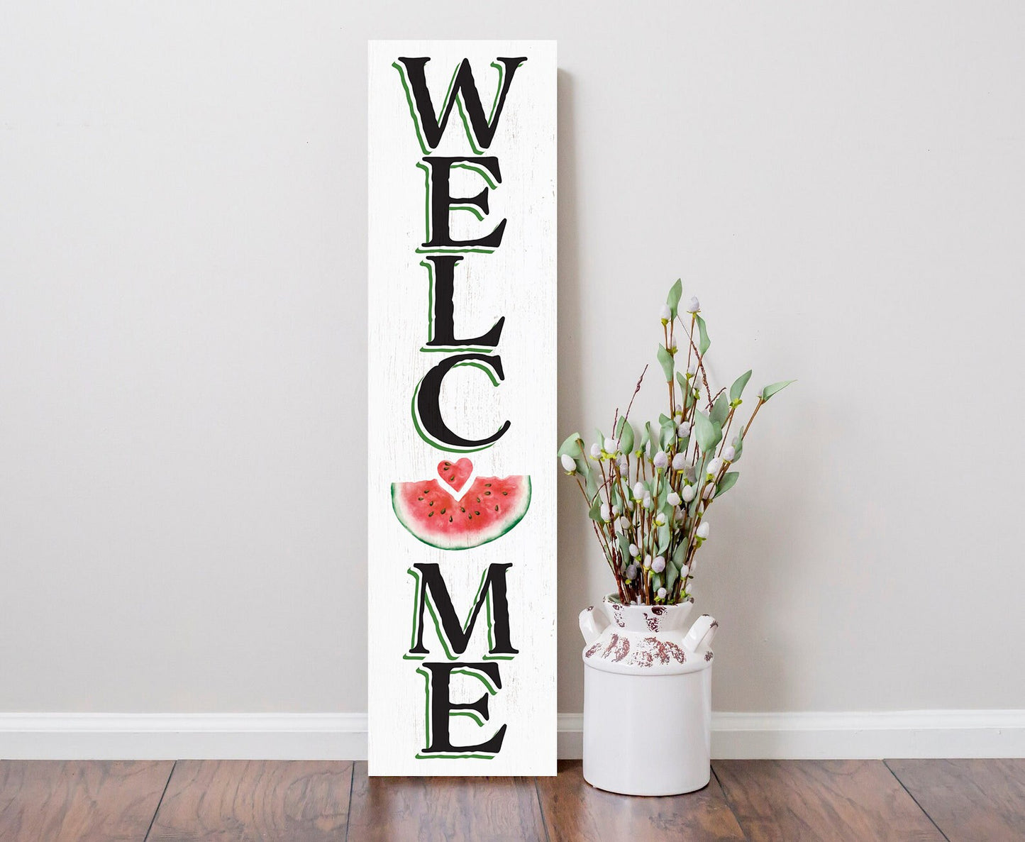 36in Welcome Sign with Watermelon Pattern - Front Door Porch Standing Decor - Charming Summer Design for Home Entryway, Great Gift Idea