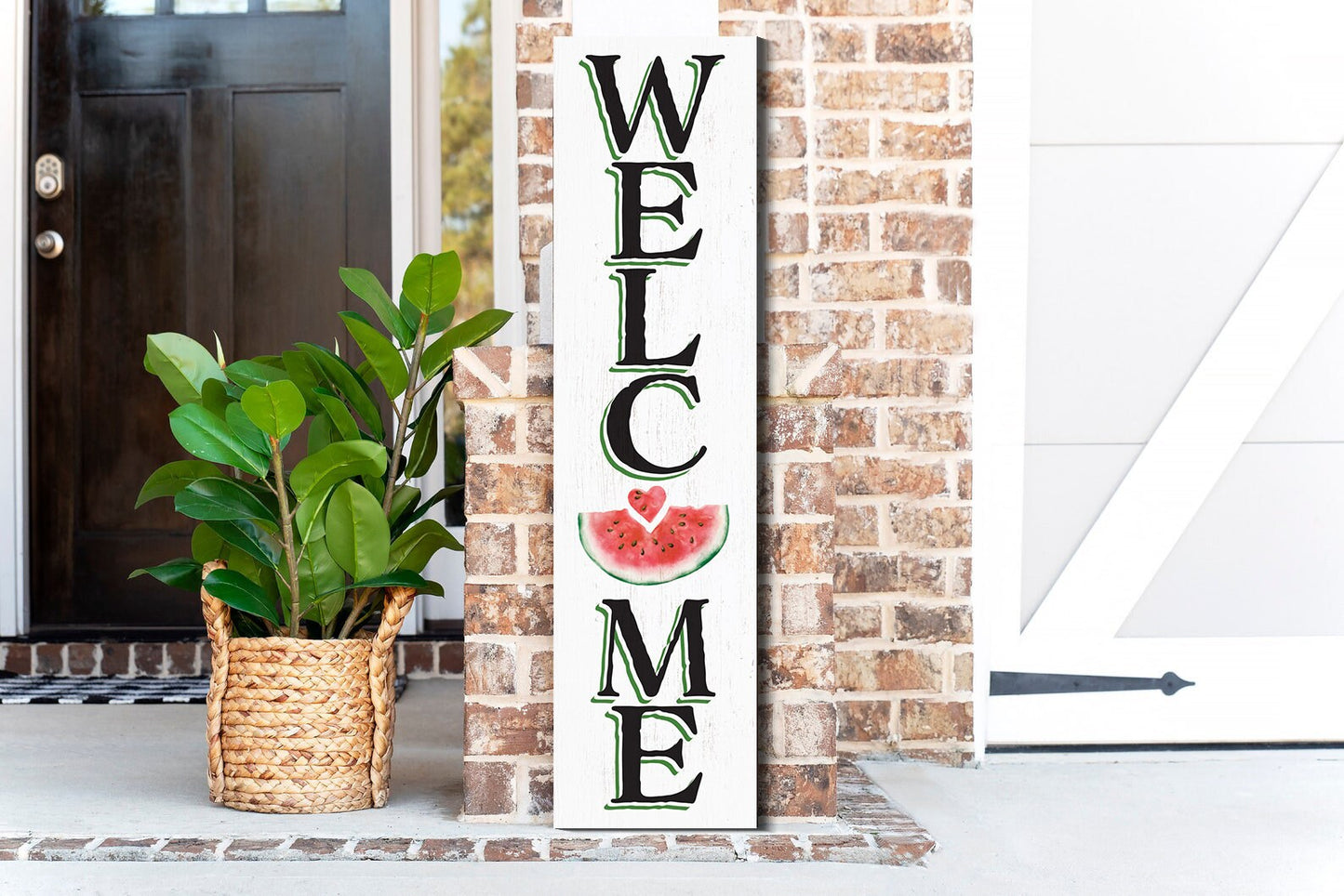 36in Welcome Sign with Watermelon Pattern - Front Door Porch Standing Decor - Charming Summer Design for Home Entryway, Great Gift Idea