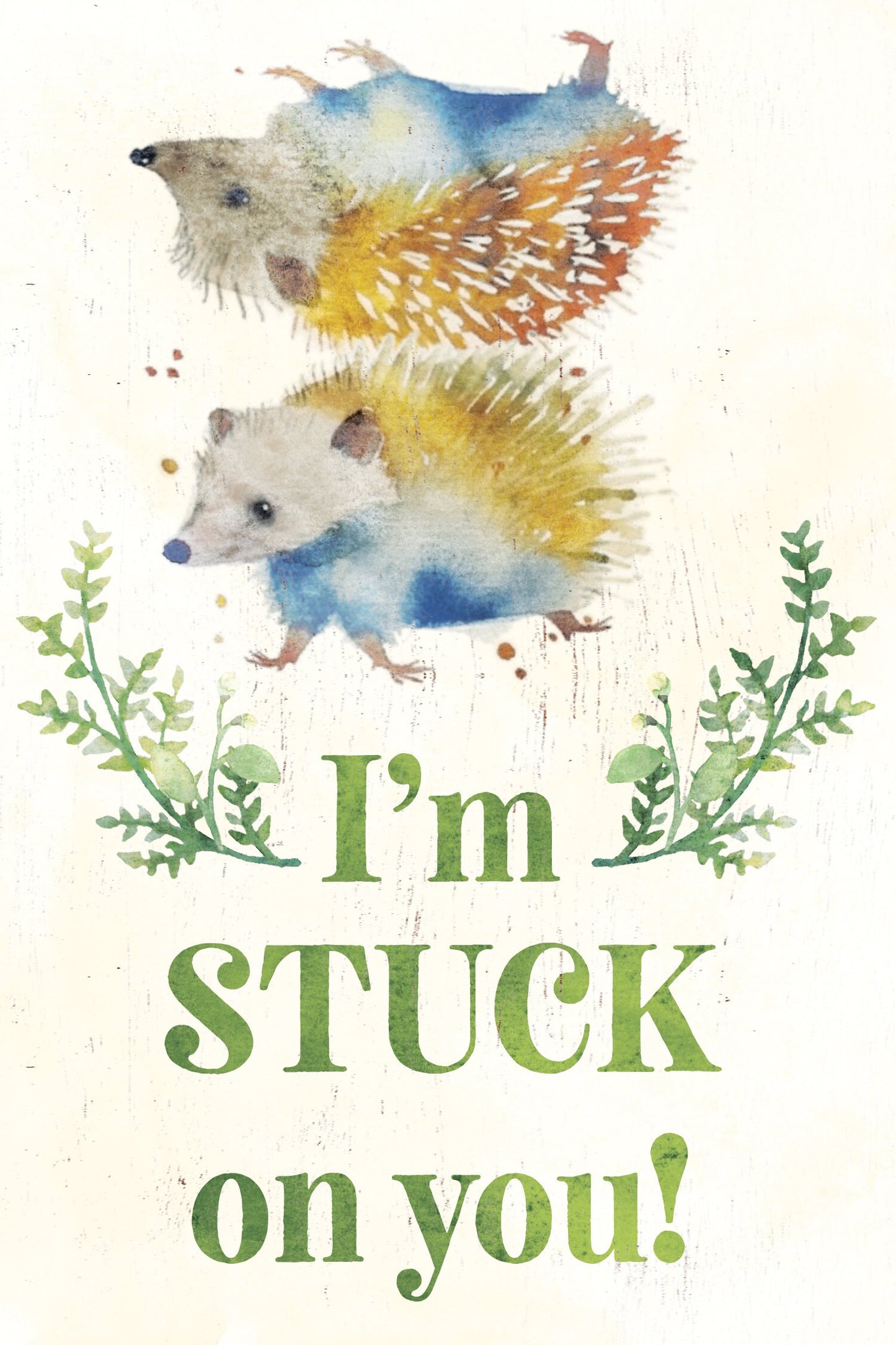 I'm Stuck On You with Hedgehogs - 7.5in x 5in Wooden Wall Decor Sign - Cute & Humorous Sign for Home and Office, Great Gift Idea