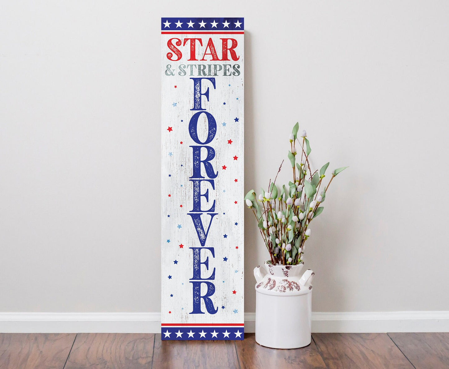 36in 4th of July Stars & Stripes Forever Porch Sign - Patriotic Front Door Decoration
