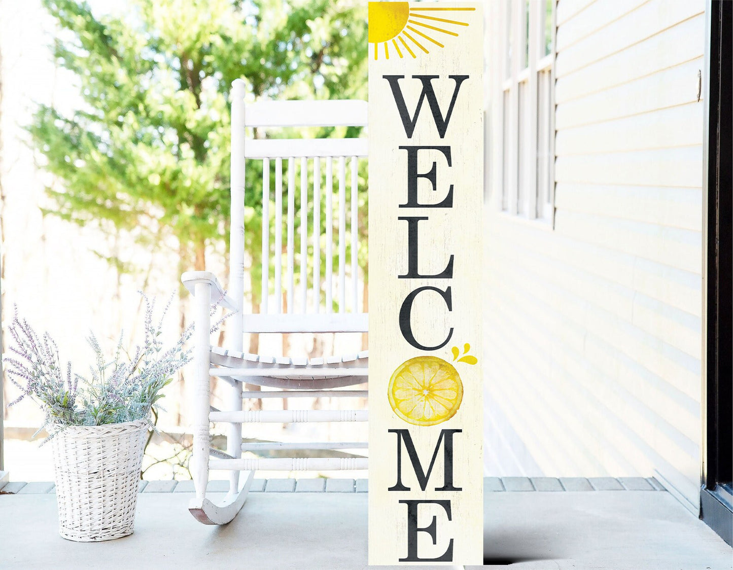 48in "Welcome" with Lemon Pattern Summer Porch Sign - Perfect for Front Porch Decor and Outdoor Parties