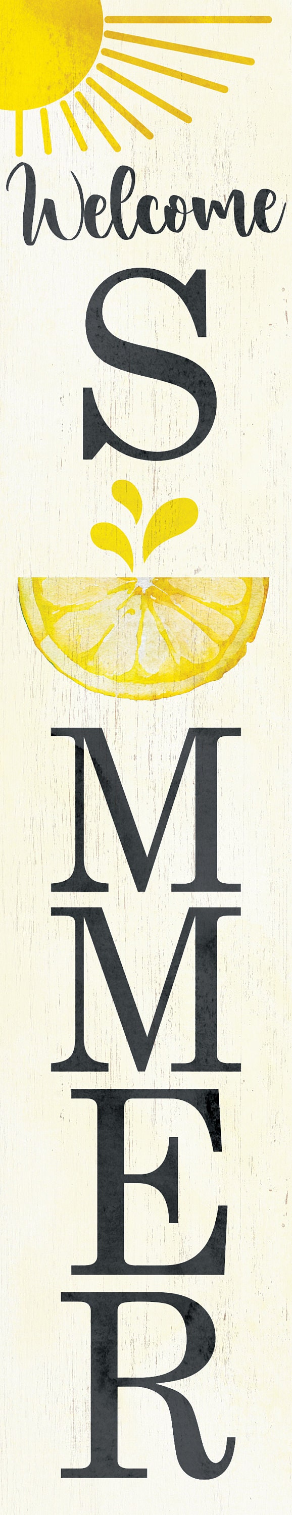 48in Welcome Summer with a Lemon Pattern Wooden Porch Sign - Perfect for Front Porch Decor and Outdoor Parties | Handmade from High-Quality