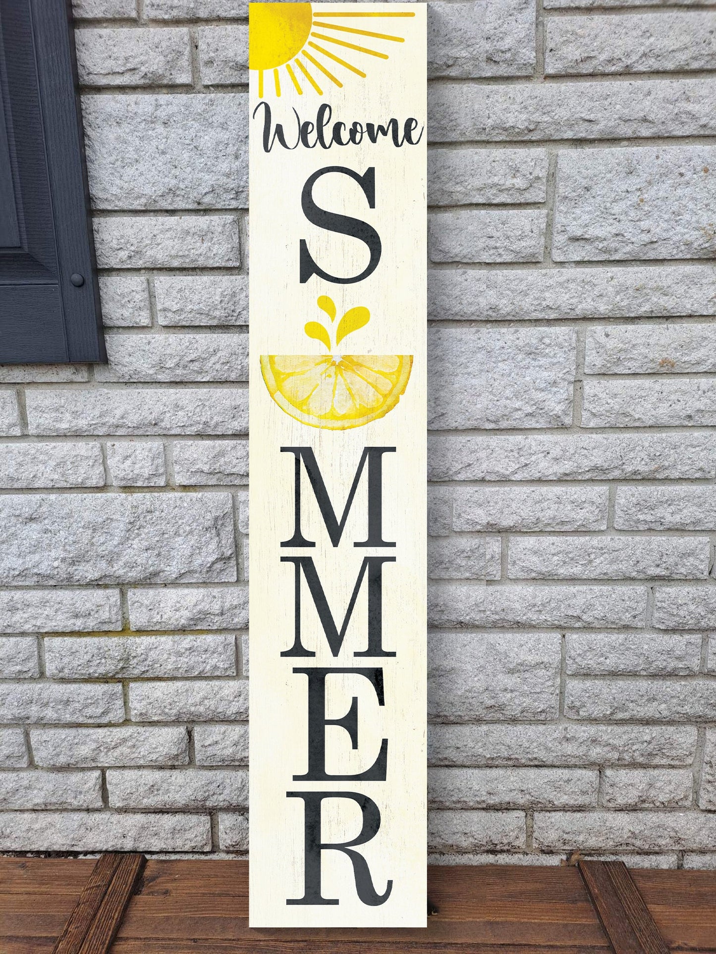 48in Welcome Summer with a Lemon Pattern Wooden Porch Sign - Perfect for Front Porch Decor and Outdoor Parties | Handmade from High-Quality