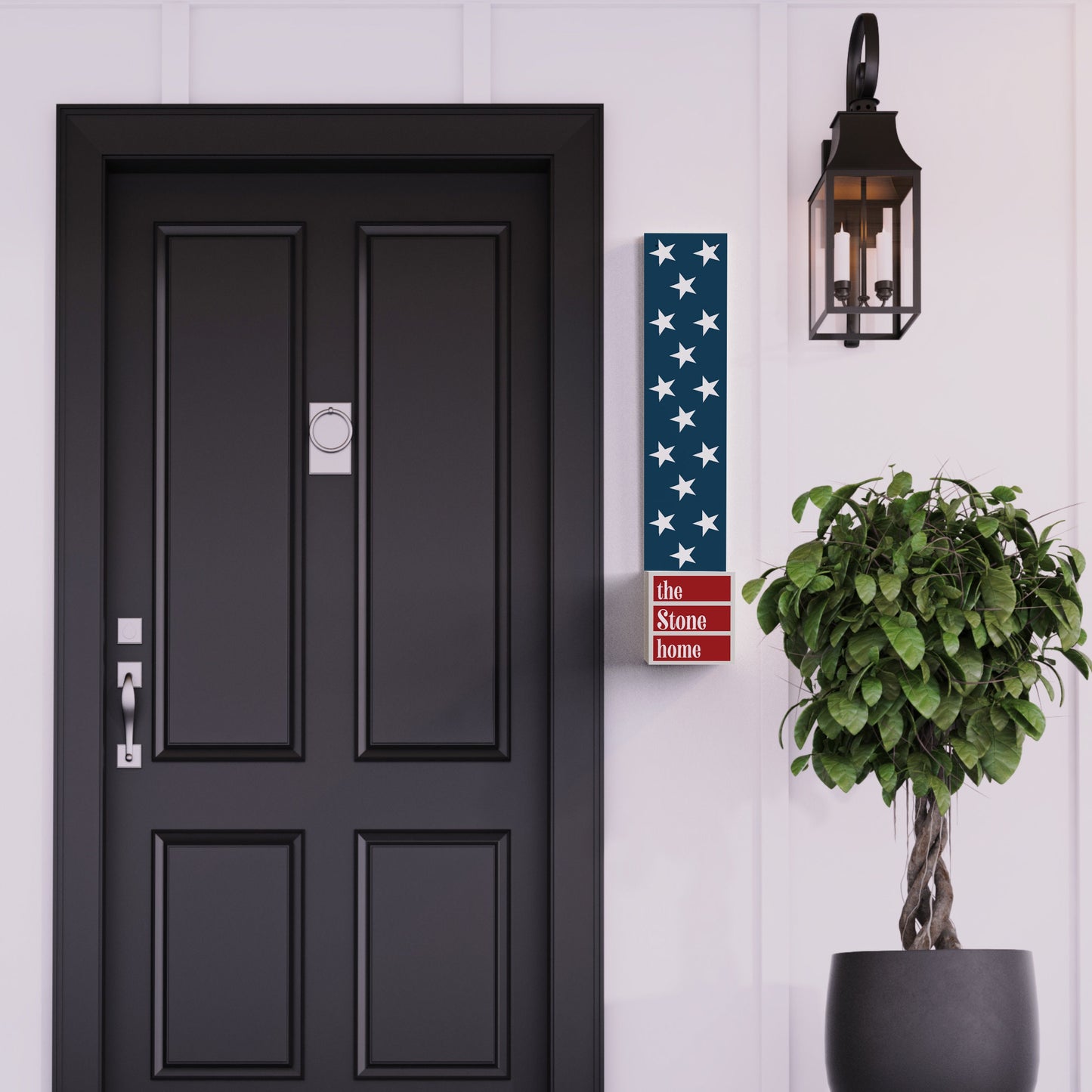 36in 4th of July Address Sign with Holder & Succulent Planter | Outdoor Decor and Celebration Address Plaque Planter