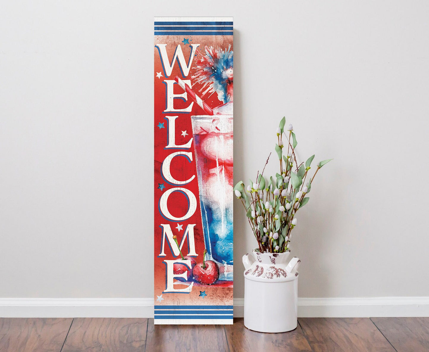 36in 4th of July Welcome to Drink Cocktail Porch Sign - Festive Outdoor Party Decorationch Sign - Patriotic Home Decor Accent