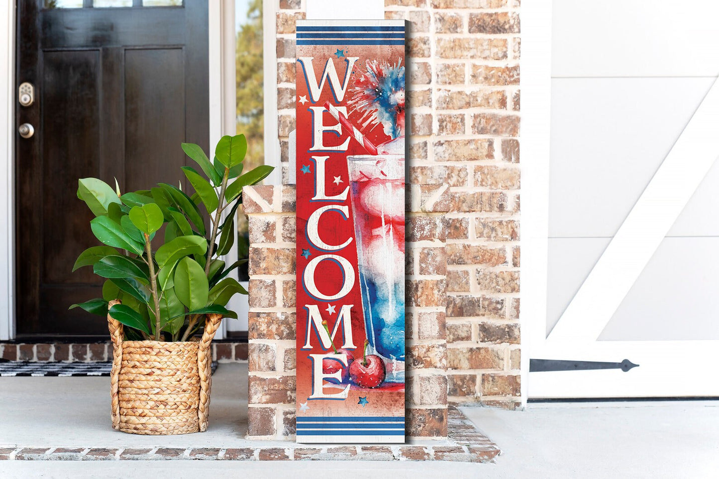 36in 4th of July Welcome to Drink Cocktail Porch Sign - Festive Outdoor Party Decorationch Sign - Patriotic Home Decor Accent