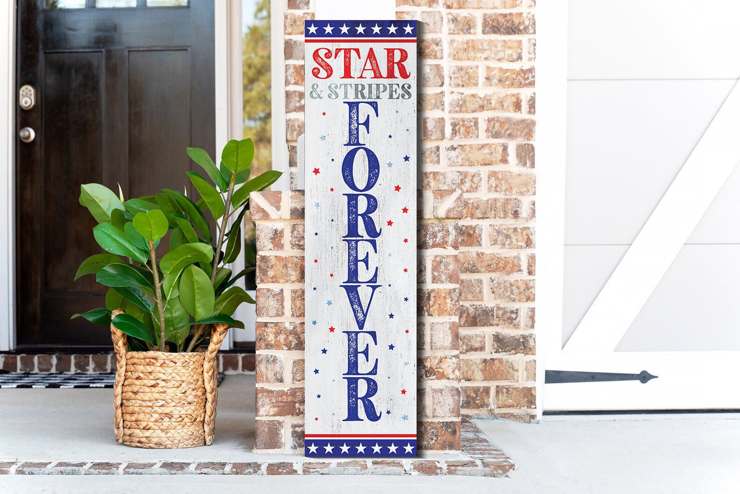 36in 4th of July Stars & Stripes Forever Porch Sign - Patriotic Front Door Decoration