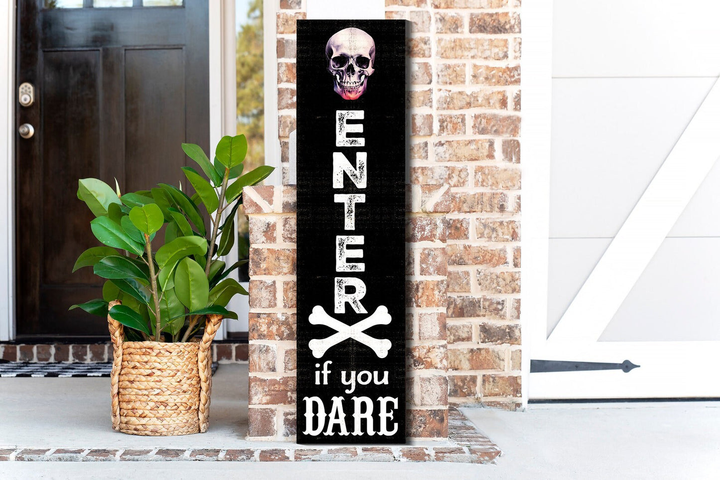 36in "Enter If You Dare" Wooden Porch Sign - Spooky Front Door Decor for Halloween Celebrations