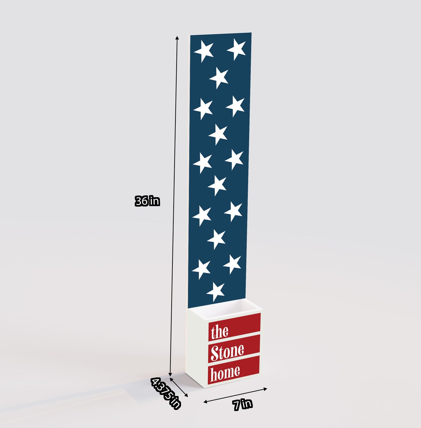 36in 4th of July Address Sign with Holder & Succulent Planter | Outdoor Decor and Celebration Address Plaque Planter