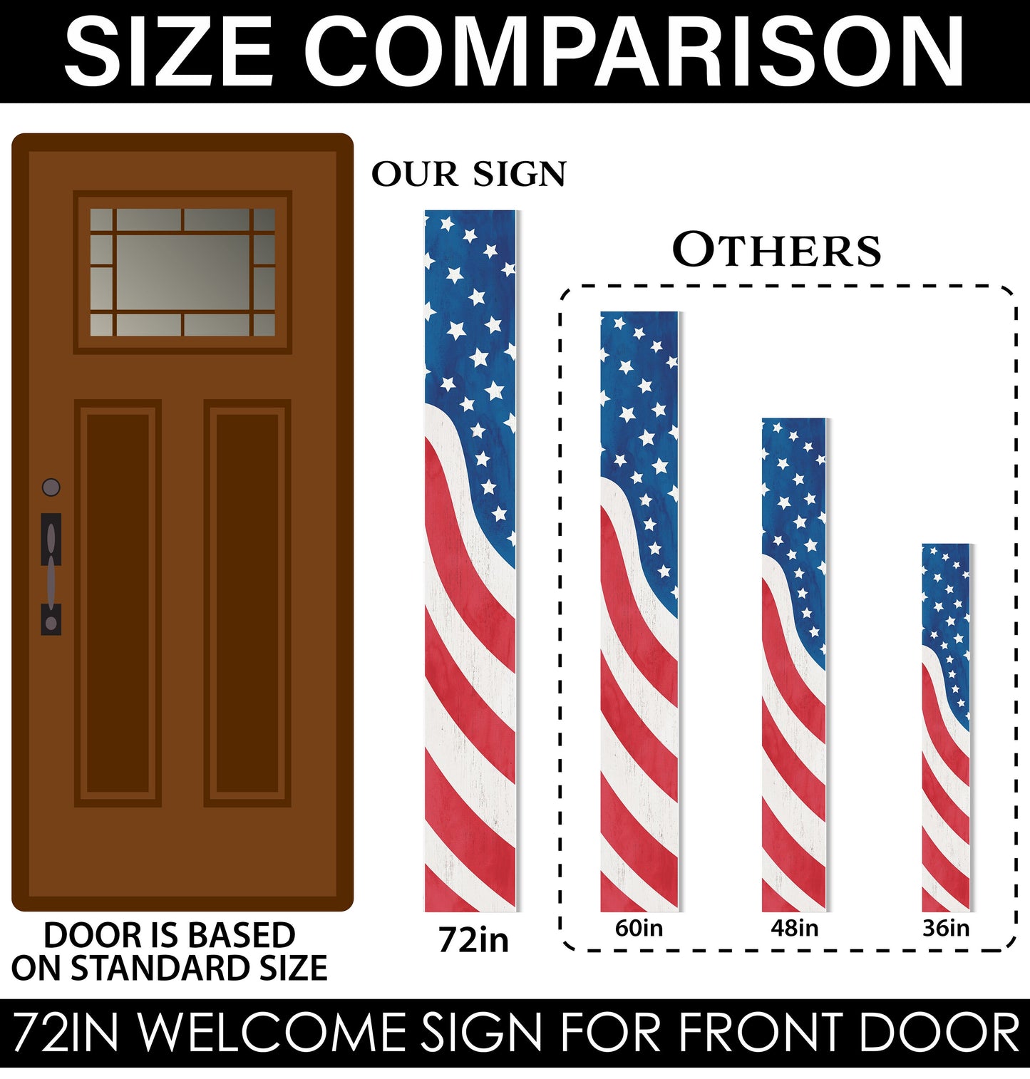 72in 4th of July Wooden Porch Sign - Patriotic Decor to Celebrate Independence Day with Style