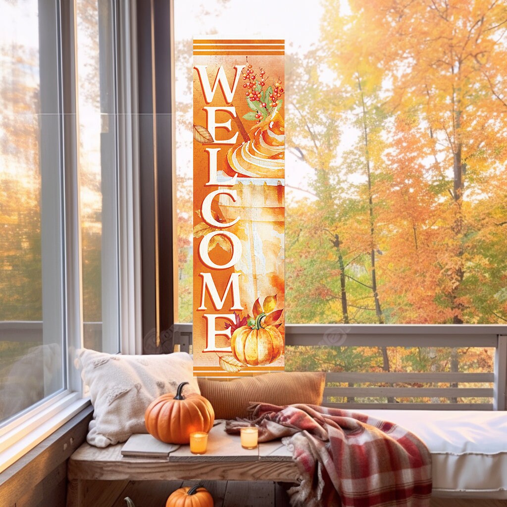 36-Inch “Welcome to Drink” Fall Porch Sign - Festive Outdoor Party Decor | Fall Entryway Decoration | Autumn Home Accent | Seasonal Porch Sign