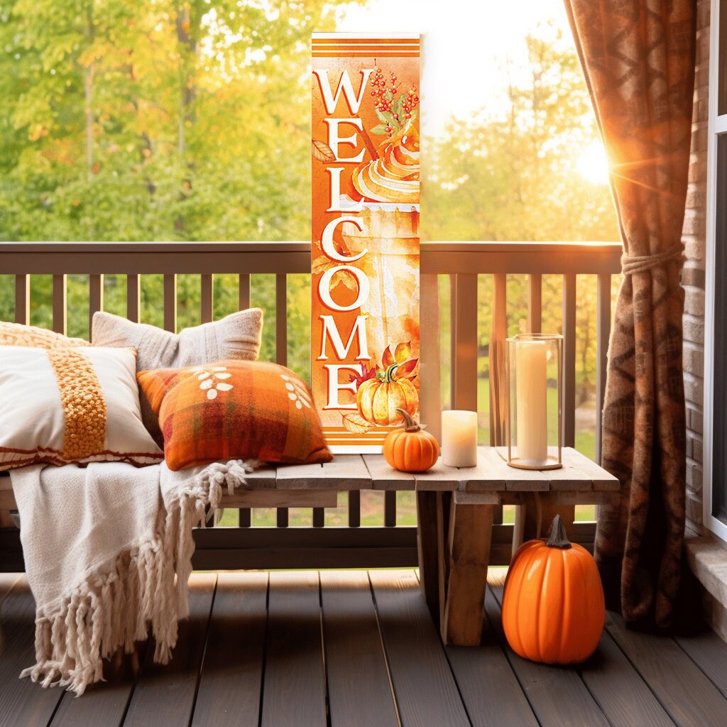 36-Inch “Welcome to Drink” Fall Porch Sign - Festive Outdoor Party Decor | Fall Entryway Decoration | Autumn Home Accent | Seasonal Porch Sign