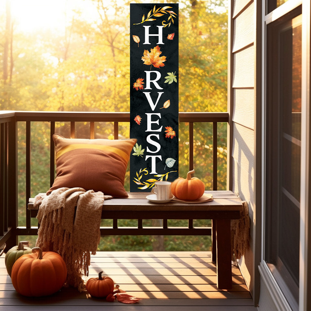 36in "Harvest" Fall Porch Sign | Front Door Decor | Autumn Celebrations Sign | Vintage Farmhouse Decor | Seasonal Outdoor Decoration