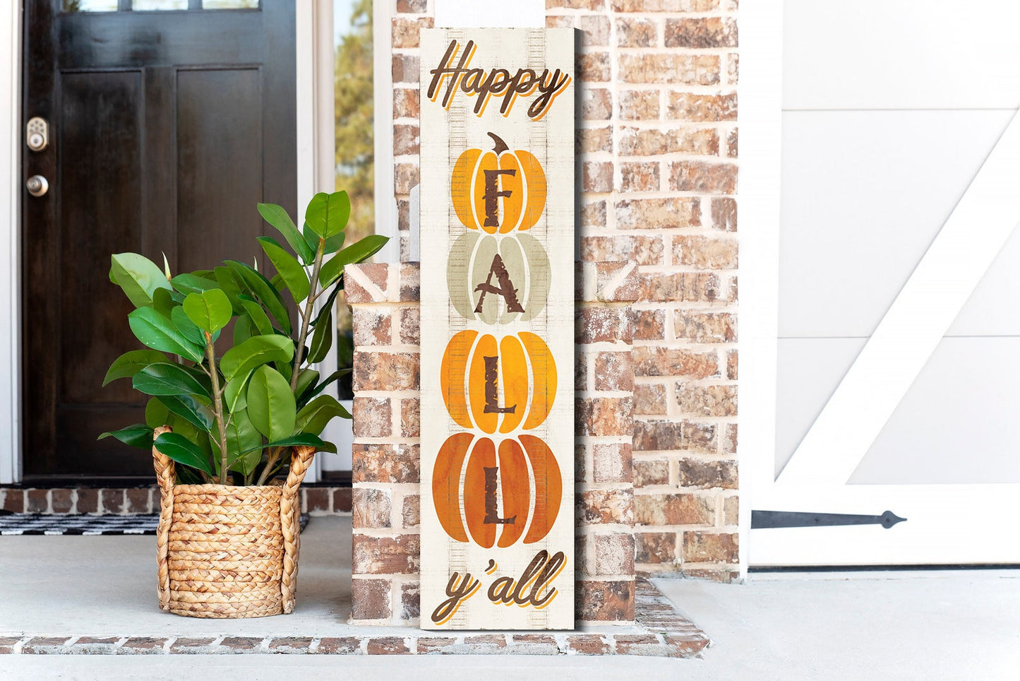 36in "Happy Fall Y'all" Wooden Porch Sign Seasonal Front Door Display | Perfect for Autumn Celebrations | Rustic Decor