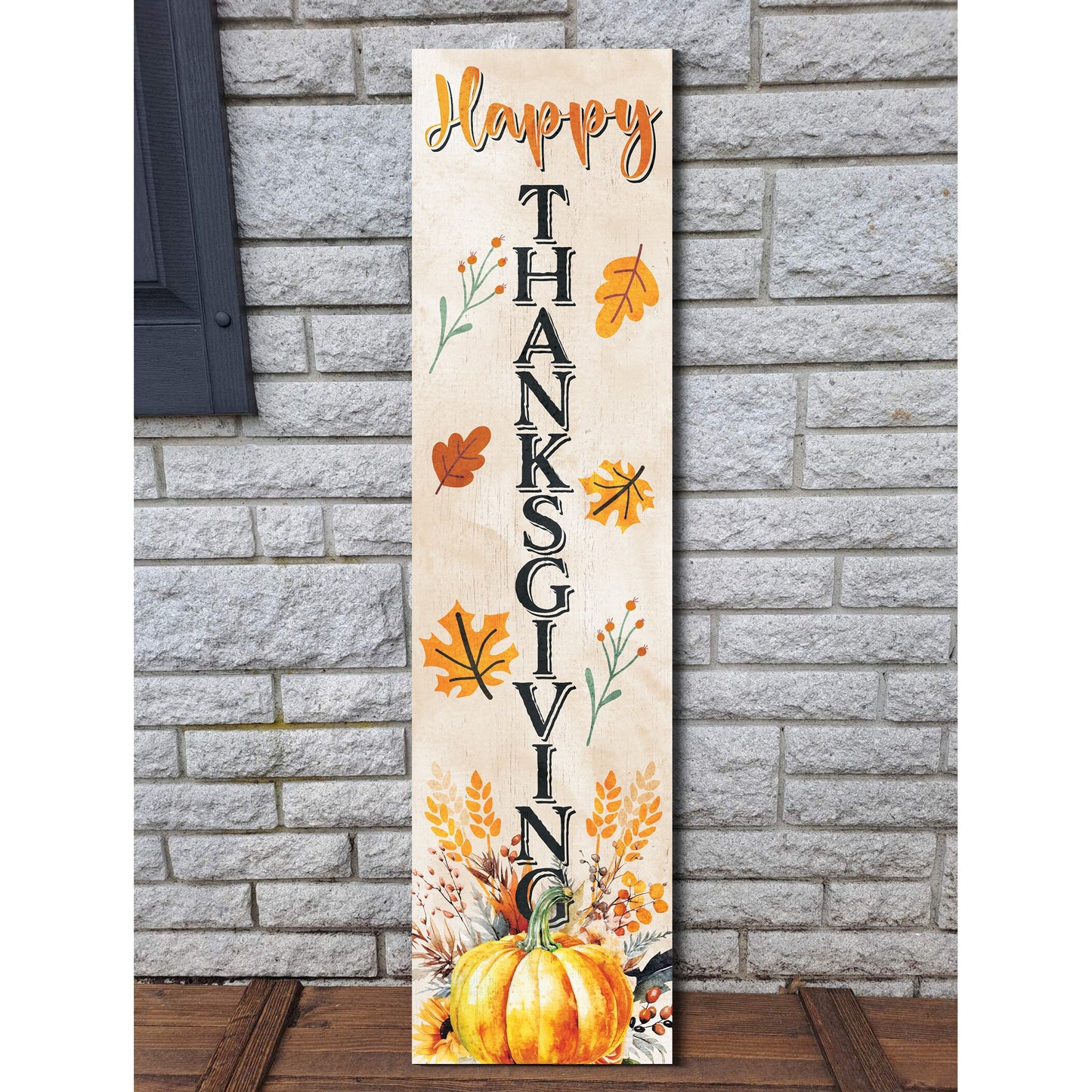 36in "Happy Thanksgiving" Fall Porch Sign - Rustic Harvest Decor for Front Door Display during Autumn Celebrations